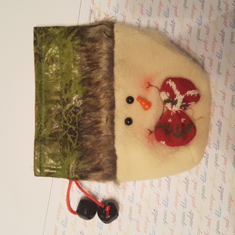 🎅🏼2/15$ Snowman Christmas Bag Christmas Sock 6"x6" In. (Red/beige